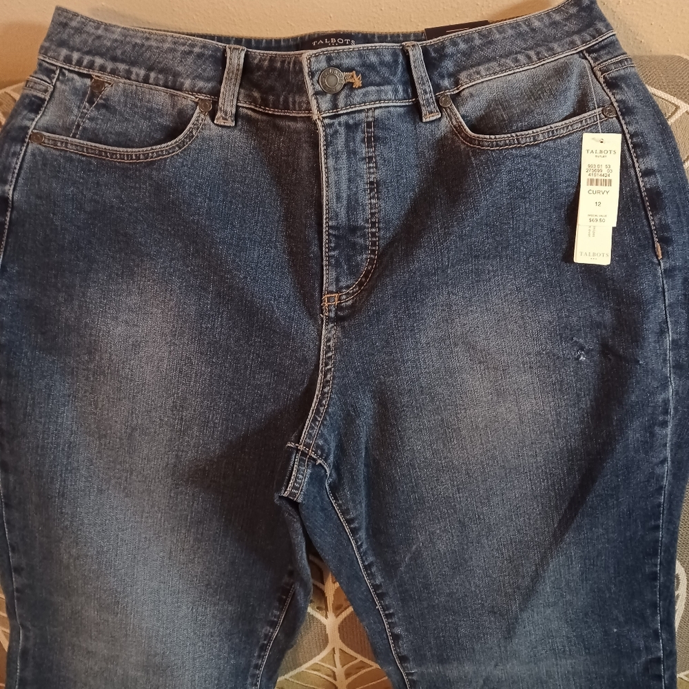 ❤️🔥NEW Talbots Women's 12 Curvy Bootcut Denim Blue Jeans NWTS with Tiny flaw - Picture 5 of 13